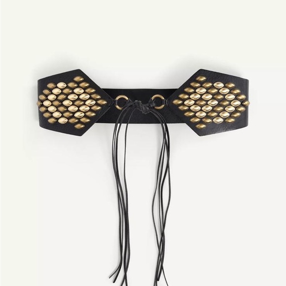 Zara Accessories - Limited edition Zara leather Black and Gold Studded Women's Belt